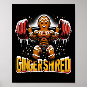 Affiche Gingerbread drôle de musculation de Noël Gingershr