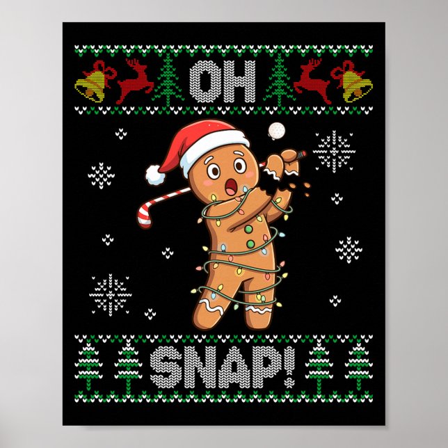Affiche Gingerbread Golf Christmas Cookie Oh Snap Santa Ug (Devant)