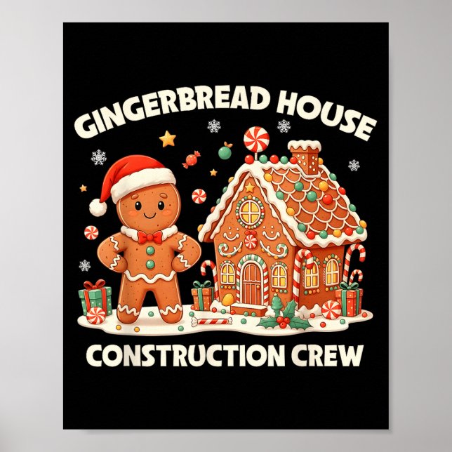 Affiche Gingerbread House Construction Crew Kids Men Women (Devant)