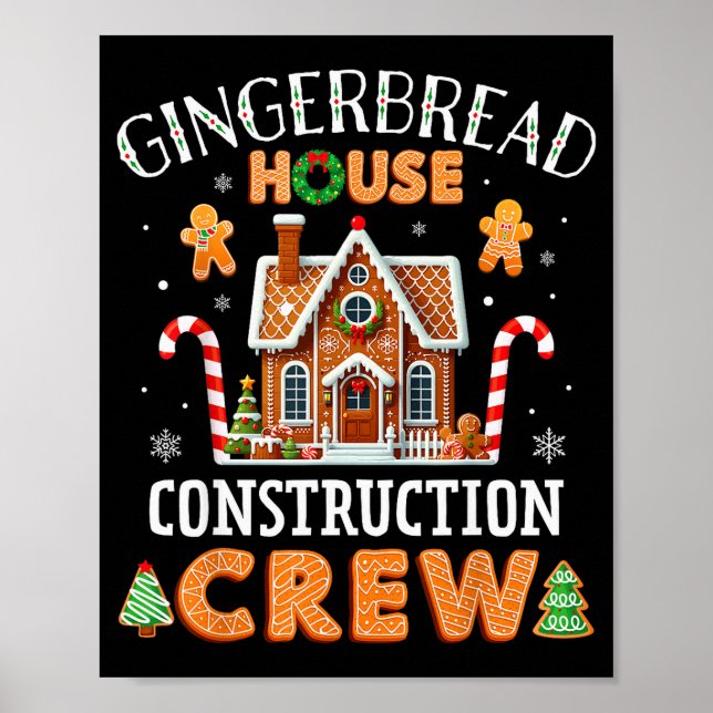 Affiche Gingerbread House Construction Crew Kids Men Women (Devant)