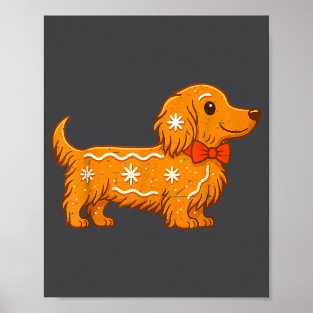 Affiche Gingerbread Long Hair Dachshund Christmas Pajama T (Devant)