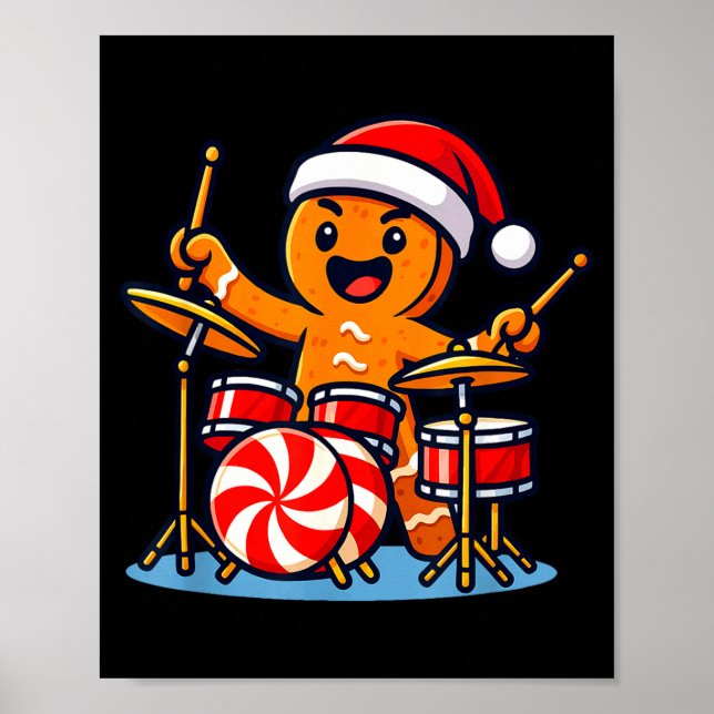 Affiche Gingerbread Man Playing Drums  (Devant)