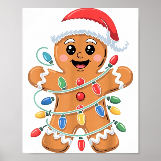 Affiche Gingerbread Man Tangled Christmas Lights  (Devant)