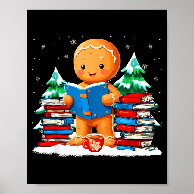 Affiche Gingerbread Reading Books Librarians Merry Christm (Devant)
