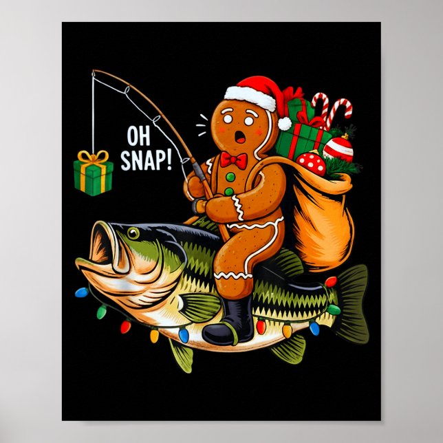 Affiche Gingerbread Riding B Fish Christmas Fishing Xmas P (Devant)