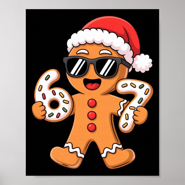 Affiche Gingerbread Santa With Sungles Holding 67 Cookies  (Devant)