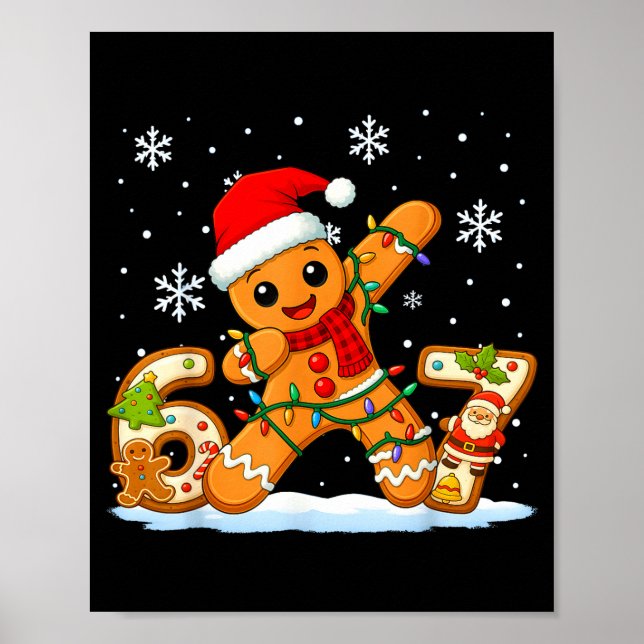Affiche Gingerbread Six Seven 67 Meme 6 7 Funny Christmas  (Devant)
