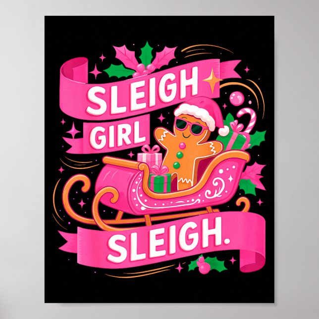 Affiche Gingerbread Sleigh Girl Nk Funny Christmas Women G (Devant)