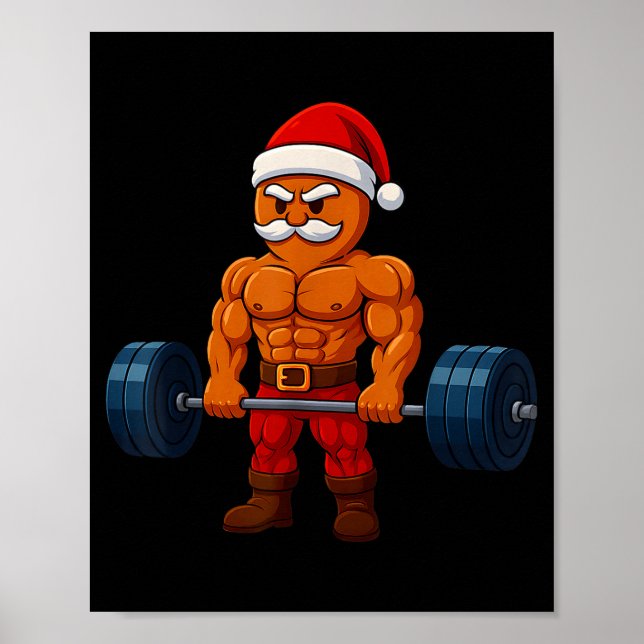 Affiche Gingerbread Weightlifting Fitness Gym Workout Chri (Devant)