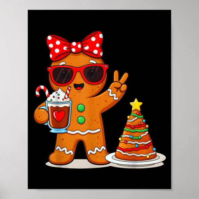 Affiche Gingerbread Women Drinking Coffee Christmas Tree C (Devant)