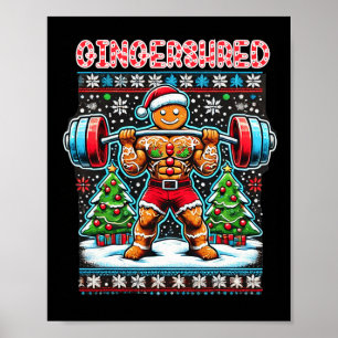 Affiche Gingersher Funny Gingerbread Homme Gym Bodybuildin