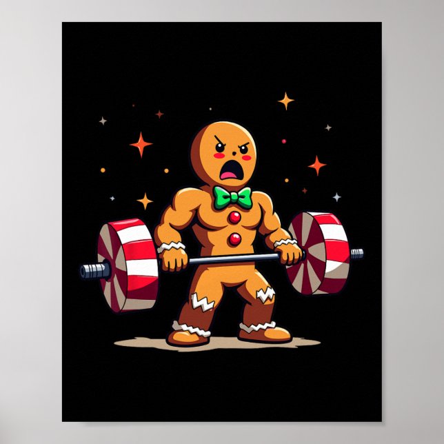 Affiche Gingersher Funny Gingerbread Homme Gym Bodybuildin (Devant)