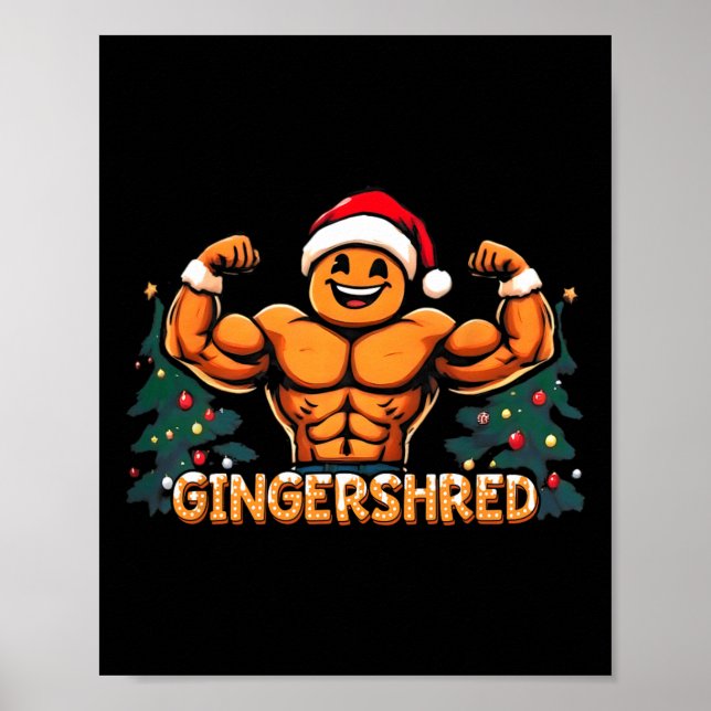 Affiche Gingersher Funny Gingerbread Homme Gym Bodybuildin (Devant)