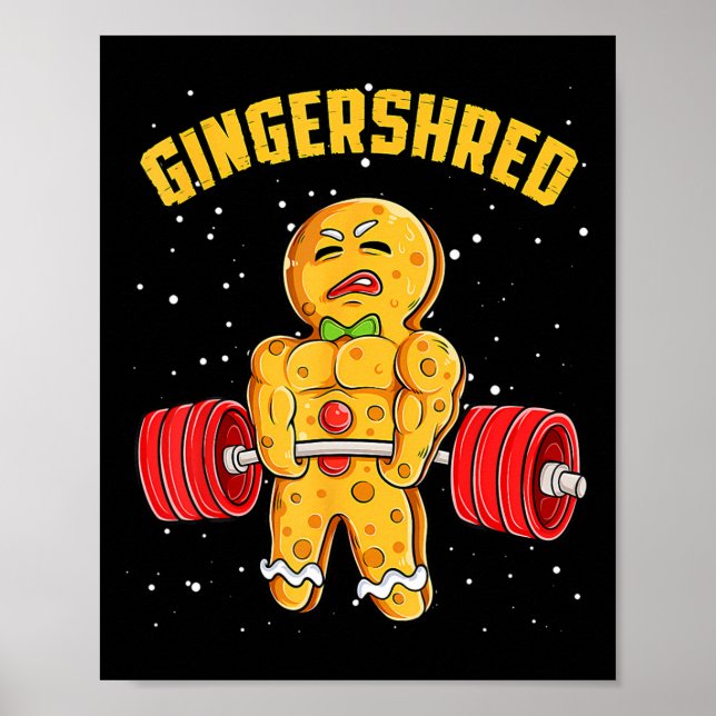 Affiche Gingersher Funny Gingerbread Homme Gym Bodybuildin (Devant)
