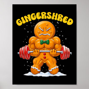 Affiche Gingershred Drôle Homme Pain d'épice Gym Musculati