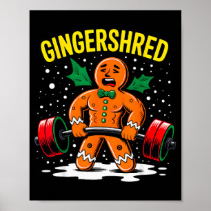 Affiche Gingershred Drôle Homme Pain d'épice Gym Musculati