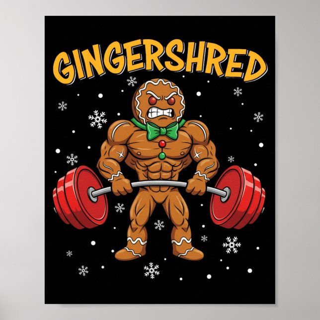 Affiche Gingershred Funny Gingerbread Man Gym Bodybuilding (Devant)