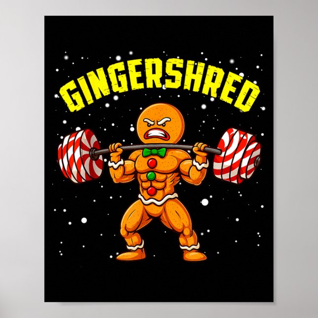 Affiche Gingershred Funny Gingerbread Man Gym Bodybuilding (Devant)