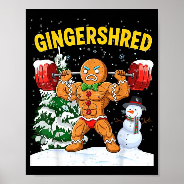 Affiche Gingershred Gingerbread Man Bodybuilding Christmas (Devant)