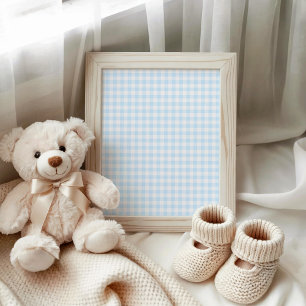 Affiche Gingham Bleu Pastel et Blanc