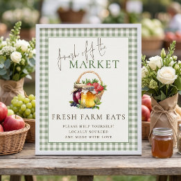 Affiche Gingham Frais du marché Ferme Panneau Enterrement