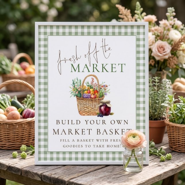 Affiche Gingham Frais du Panneau du Marché Cadeaux de Mari (Créateur téléchargé)