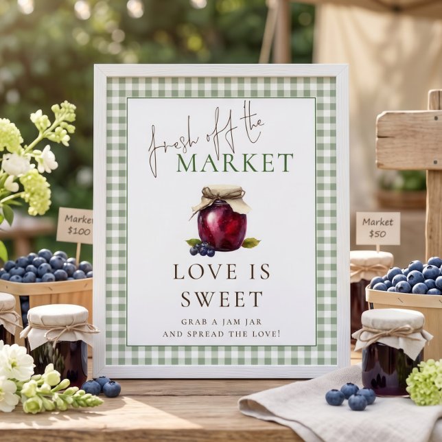 Affiche Gingham Marché L'amour est doux Signe Enterrement  (Créateur téléchargé)
