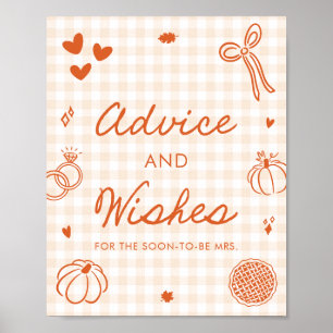 Affiche Gingham Orange Automnal Conseils et Vœux Dessinés 