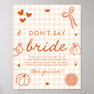 Affiche Gingham Orange d'Automne Dessiné à la Main Ne dite