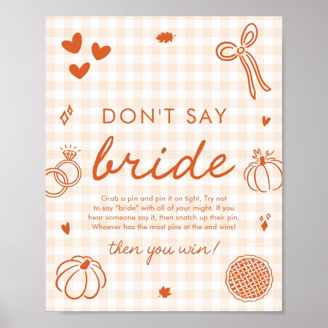 Affiche Gingham Orange d'Automne Dessiné à la Main Ne dite (Devant)