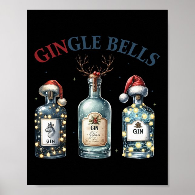 Affiche Gingle Bells Funny Gin Gin Bells Christmas Tree Me (Devant)