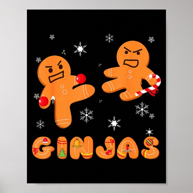 Affiche Ginjas Pain d'épice Ninjas Drôle Noël Moche  (Devant)