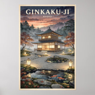 Affiche Ginkaku-ji Kyoto Voyage Rétro