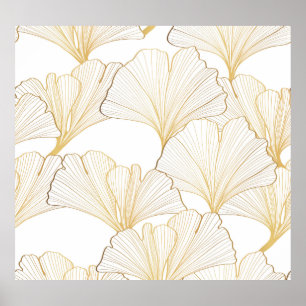 Affiche Ginkgo Gold : Arrangement de feuille luxueux