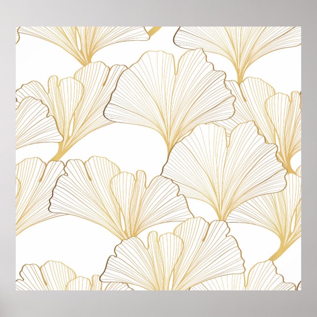 Affiche Ginkgo Gold : Arrangement de feuille luxueux (Devant)