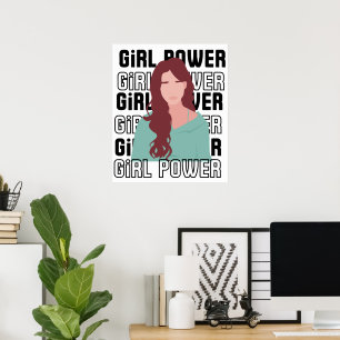 Affiche Gir power Portrait féminin habilitant citation