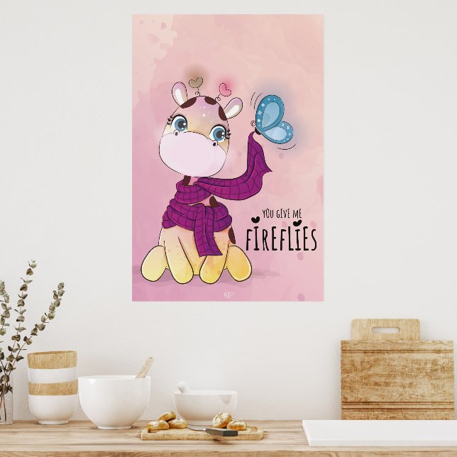 Affiche Girafe à l'aquarelle (Cuisine)