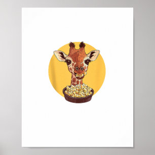 Affiche Girafe au popcorn dessin animé humour animal
