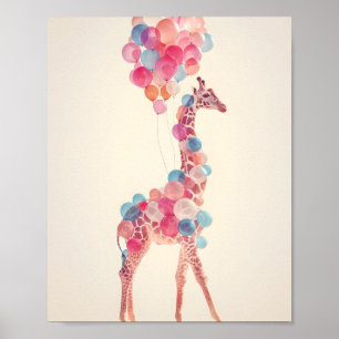 Affiche Girafe avec ballons 🎈