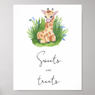 Affiche Girafe Bébé - fête de naissance douceurs et friand