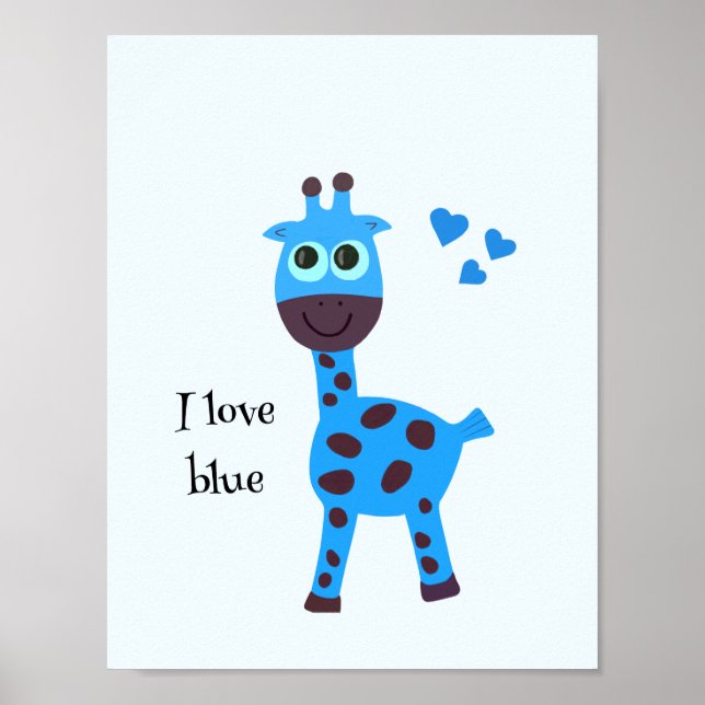 Affiche Girafe bleu (Devant)