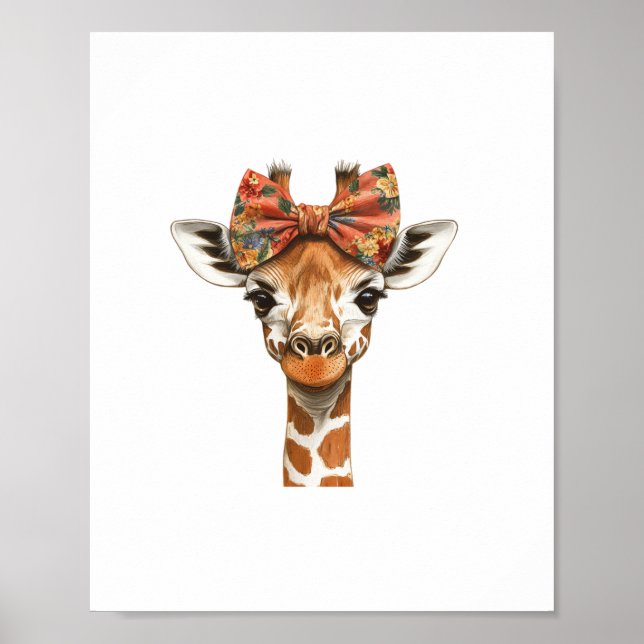 Affiche Girafe Boho Fleur Sauvage Coquette Maman Mères D (Devant)