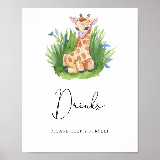 Affiche Girafe - Boissons servez-vous (Devant)