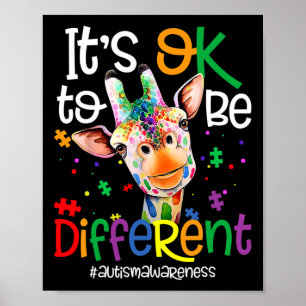 Affiche Girafe C'est Okay D'être Différent Sensibilisation