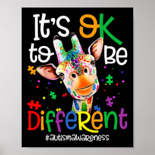 Affiche Girafe C'est Okay Pour Être Différent Sensibilisat