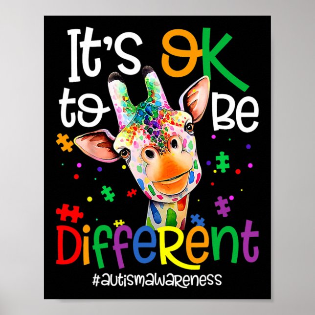 Affiche Girafe C'est Okay Pour Être Différent Sensibilisat (Devant)