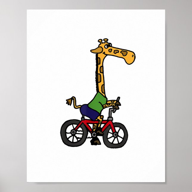 Affiche Girafe Cool qui fait du Vélo  (Devant)