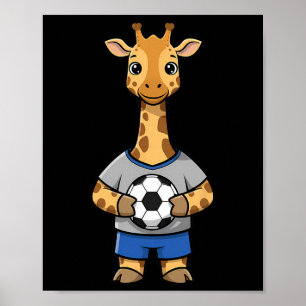 Affiche Girafe de football mignon Joueur de Footbyll Anima