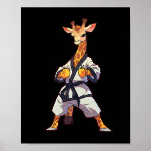 Affiche Girafe de karaté combattant d'arts martiaux de Tae