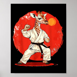 Affiche Girafe de kickboxing arts martiaux karaté jiu-jits